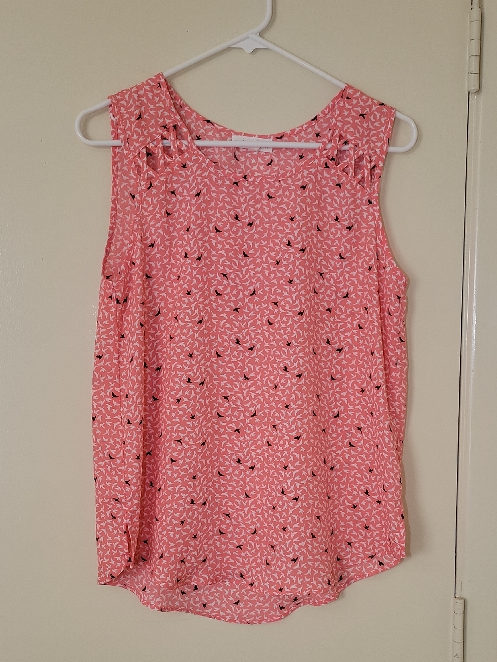 Coral Pink Printed Sleeveless Top